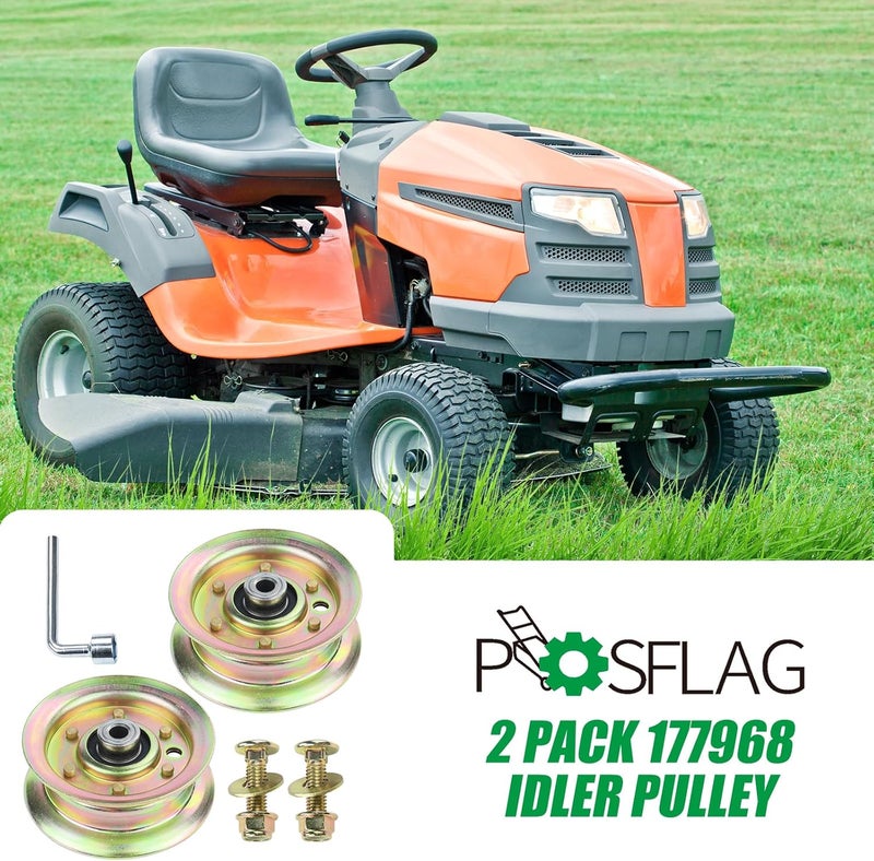 POSFLAG 2 Pack 532177968 Husqvarna Idler Pulley Replaces 532193197 Husqvarna Idler Pulley, 177968 Pulley, 193197 Pulley, Ariens 21546308 Idler Pulley for Husqvarna YTH24V48, YTH22V46, YTH2348 Tractors - Image 2
